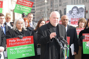 Jim Wallis, CEO of the social justice ministry Sojourners, speaks at a press conference in front of the U.S. Treasury Department on the need for government reforms to hold banks accountable and keep families in their homes on Monday, Dec. 14, 2009 in Washington, D.C. <br/>PICO National Network