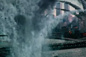 Shot from X-men: Apocalypse with Twin Towers in the background.   <br/>Marvel/20th Century Fox