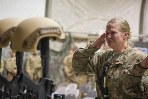 A somber ceremony was held at Bagram Air Base in Afghanistan in honor of the six U.S. service members who lost their lives when a suicide bomber on a motorbike attacked their patrol on Monday.  <br/>Department of Defense