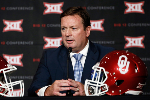 Oklahoma head football coach Bob Stoops addresses attendees at the NCAA college Big 12 Conference Football Media Days Tuesday, July 21, 2015, in Dallas. Photo: Associated Press/(AP Photo/Tony Gutierrez) <br/>