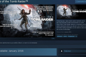 Rise of the Tomb Raider will reportedly come to the Windows PC platform in January 2016.  <br/>Steam