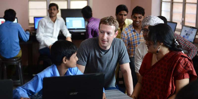 <br />
Mark Zuckerberg interacting with people in Chandauli, India.  <br/>