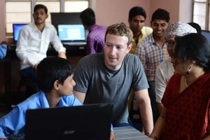 <br />
Mark Zuckerberg interacting with people in Chandauli, India.  <br/>