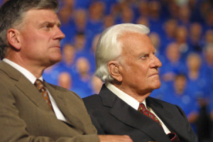 Evangelist Billy Graham pictured with his son, Franklin Graham <br/>Billy Graham Evangelistic Association