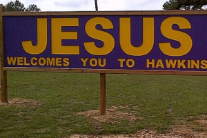 After leaders of a small Texas town were faced with a lawsuit from Freedom From Religion Foundation over a religious-themed greeting sign to the city of Hawkins, other communities rallied to support the concept that Jesus is welcome in East Texas. Now city officials are on the path to sue church representatives who believe they took over the property on which the sign was erected. Which entity that holds a clear title to the property is still in question. <br/>Freedom From Religion Foundation