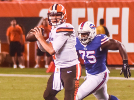 Cleveland Browns quarterback Johnny Manziel sidelined due to a concussion. <br/>Flickr.com/edrost88