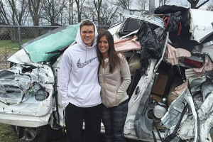 Tennessee couple Hunter Hanks and Arika Stovall believe they only survived a horrible truck crash by the grace of God, who sent a guardian angel. Instagram <br/>