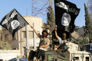 Militants with the Islamic State terrorist group are pictured in this photo from 2015. <br/>Reuters