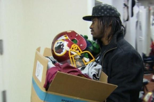 Athlete Robert Griffin III, or RG3, left behind an inspirational, religious note after cleaning out his Washington Redskins' locker Monday, rather than speaking publicly about the multiyear problems of being on the sidelines after multiple knee injuries left him unable to pursue what once appeared to be a soaring quarterback career.  <br/>Twitter