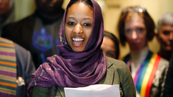 Dec. 16, 2015: Wheaton College associate professor Larycia Hawkins talks to reporters during a news conference in Chicago. <br/>AP photo