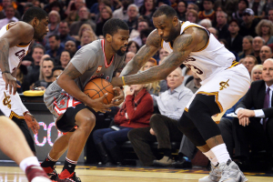 Jan 23, 2016; Cleveland, OH, USA; Cleveland Cavaliers forward LeBron James (23) and Chicago Bulls guard Aaron Brooks (0) battle for the ball during the fourth quarter at Quicken Loans Arena. The Bulls won 96-83.  <br/>Ken Blaze-USA TODAY Sports