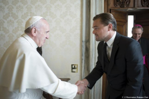 Pope Francis and actor Leonardo DiCaprio met privately at the Vatican on Jan. 28, 2016, regarding how to inspire worldwide residents about environmental sustainability.  <br/>Reuters 