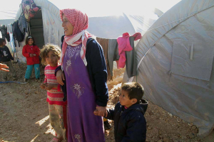 A family in a refugee camp on the border of Turkey and Syria. <br/>Intercede News Service