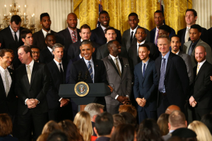 President Obama with the Golden State Warriors at the White House <br/>