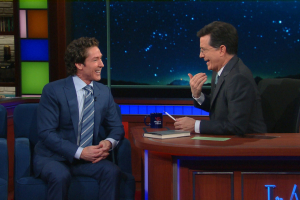 Pastor Joel Osteen discussed his latest book, 'The Power Of I Am' during an appearance on The Late Show with Stephen Colbert. YouTube/ScreenGrab <br/>