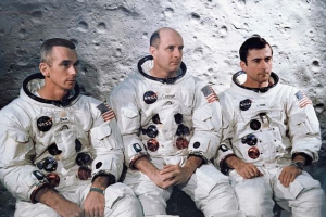The Apollo 10 team (from left to right: Eugene Cernan, Tom Stafford and John Young) debated whether to tell NASA command about the 'outer space-type music' that they heard. <br />
<br />
 <br/>NASA
