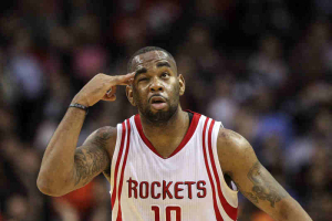 Feb 2, 2016; Houston, TX, USA; Houston Rockets forward Marcus Thornton (10) reacts after making a basket during the fourth quarter against the Miami Heat at Toyota Center. The Rockets won 115-102.  <br/>Troy Taormina-USA TODAY Sports