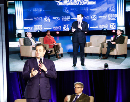 Texas Senator Ted Cruz speaks during the 2016 NRB convention in Nashville, Tennessee. The Gospel Herald <br/>