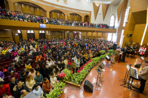 The front stage at Hudson Taylor Memorial Church in Zhenjiang, China was flooded after Will Graham gave an invitation to accept Christ on Sunday. <br/>Billy Graham Evangelistic Association
