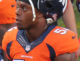 Brandon Marshall, a linebacker for the Denver Broncos. <br/>Wikimedia Commons/Jeffrey Beal
