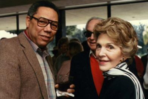Colin Powell (on left) served as President Ronald Reagan's national security advisor during the last two years of his administration. He said this weekend on his Facebook page that he admired First Lady Nancy Reagan. <br/>Facebook Colin Powell