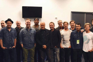 In the backstage, Greg Laurie takes picture with Mercy Me, Switchfoot, Lecrae and Chris Tomlin. (Greg Laurie/Facebook) <br/>