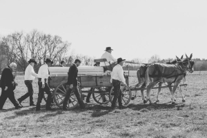 A team of mules carried Joey’s simple wooden box in an 1800’s wagon with six of Joey’s favorite ‘cowboys’ by her side. Photo: This Life I Live <br/>