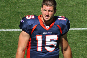 Tim Tebow with the Denver Broncos in  2010. <br/>Flickr/Jeffrey Beall