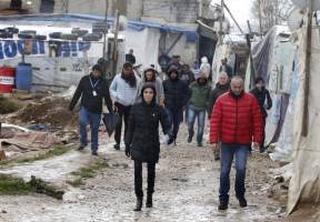 United Nations High Commissioner for Refugees (UNHCR) Special Envoy Angelina Jolie visits Syrian refugees in the Bekaa valley, Lebanon, March 15, 2016. <br/>REUTERS/Mohamed Azakir