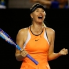Russia's Sharapova celebrates after winning her fourth round match against Switzerland's Bencic at the Australian Open tennis tournament at Melbourne Park