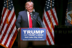 Republican U.S. presidential candidate Donald Trump speaks at a campaign rally in Salt Lake City, Utah March 18, 2016. Photo Credit: REUTERS/Jim Urquhart <br/>