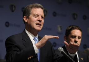 Kansas Gov. Sam Brownback signed legislation that will protect religious groups on college campuses from being punished by their schools for limiting membership to like-minded believers, Tuesday, March 22, 2016, at the Statehouse in Topeka, Kan. <br/>Reuters 