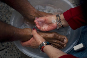 Some church congregations conduct the washing of feet as part of Maundy Thursday. As recorded in John's gospel, on his last night before his betrayal and arrest, Jesus washed the feet of his disciples and then gave them a new commandment to love one another as he had loved them (John 13:34).  <br/>Prayer Bookguide