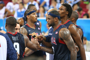 From L to R: Dwayne Wade, Carmelo Anthony, Lebron James, and Chris Bosh. Richard Giles/Wikimedia Commons <br/>