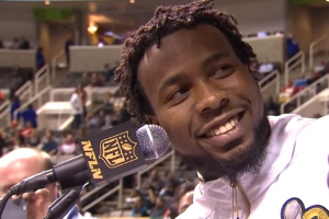 Screenshot from Josh Norman's press conference. <br/>YouTube/NFL