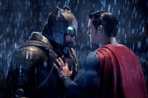 Ben Affleck (left) and Henry Cavill in a scene from Batman v Superman:  Dawn of Justice, just released March 25, 2016. Movie critic Alyssa Rosenberg said the movie would have been greatly improved and more interesting if its religious themes and questions had been the real subject of the film.  <br/>Ticket