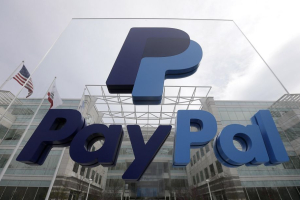 This March 10, 2015, file photo, shows signage outside PayPal's headquarters. Photo Credit: AP Photo <br/>