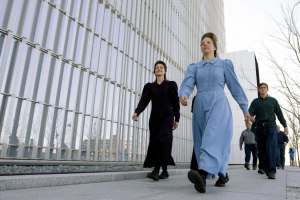 Members of the Fundamentalist LDS sect leaving the hearing for the release of Lyle Jeffs in the case of food stamp fraud. April 6th, 2016 <br/>Associated Press