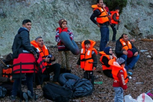 Migrants wait on the Turkish coast to sail to the Greek island of Lesbos. Pope Francis has scheduled a visit on April 16, 2016, to Lesbos to show solidarity for refugees on the front line of Europe’s migrant crisis.  <br/>Reuters 