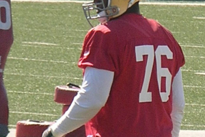 San Francisco 49ers offensive tackle Anthony Davis at training camp in Santa Clara, California. <br/>Wikimedia Commons/BrokenSphere