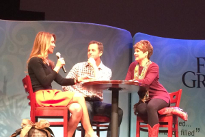 At a ''Fresh Grounded Faith'' conference with Jennifer Rothschild (on right), Chelsea Noble (on left) and husband Kirk Cameron talked about being parents of six teenagers and being married for 25 years. Cameron's recent comment about how wives should be submissive to their husbands to lead a God-centered marriage sparked debates as he tours U.S. cities to conduct a speaking tour he calls ''marriage events.''  <br/>Facebook 
