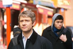 Martin Freeman during filming of ''Sherlock'' at London. <br/>Wikimedia Commons/Fat Les