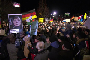 Anti-Muslim rally in Dresden, Germany. A growing discrimination in Europe? <br/>CBS Photo