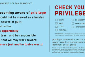 The University of San Francisco previously ran a “Check your privilege campaign,” also labelled as a “White Privilege Resource Guide.