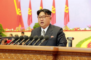 North Korean leader Kim Jong-Un speaks during the first congress of the country's ruling Workers' Party in 36 years, in this photo released by North Korea's Korean Central News Agency (KCNA) in Pyongyang May 8, 2016. KCNA/via Reuters <br/>