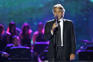 Andrea Bocelli on stage at the World Music Awards, held at the Sporting Club. Monte Carlo, May 2010. <br/>Sipa via AP Images
