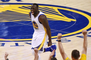 Oakland, CA, USA; Golden State Warriors forward Draymond Green (23) reacts to a play during the second quarter against the Cleveland Cavaliers in game two of the NBA Finals at Oracle Arena.  <br/>Kyle Terada-USA TODAY Sports