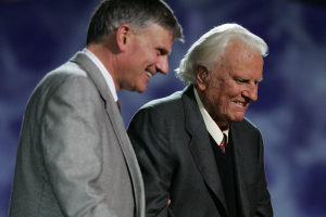 Prominent evangelist Billy Graham pictured with his son Franklin Graham. <br/>Billy Graham Evangelistic Association