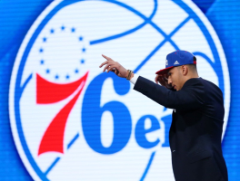 New York, NY, USA; Ben Simmons (LSU) reacts as he walks off stage after being selected as the number one overall pick to the Philadelphia 76ers in the first round of the 2016 NBA Draft at Barclays Center. <br/>Jerry Lai-USA TODAY Sports