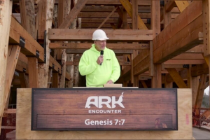 Ken Ham makes Ark Encounter grand opening announcement on November 12, 2015, in Williamstown, Kentucky. <br/>PHOTO: ARK ENCOUNTER VIDEO SCREENCAP